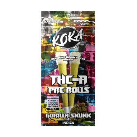 Koka THC-A Diamond Pre Rolls | Gorilla Skunk | Indica 2gx2 10-Packs