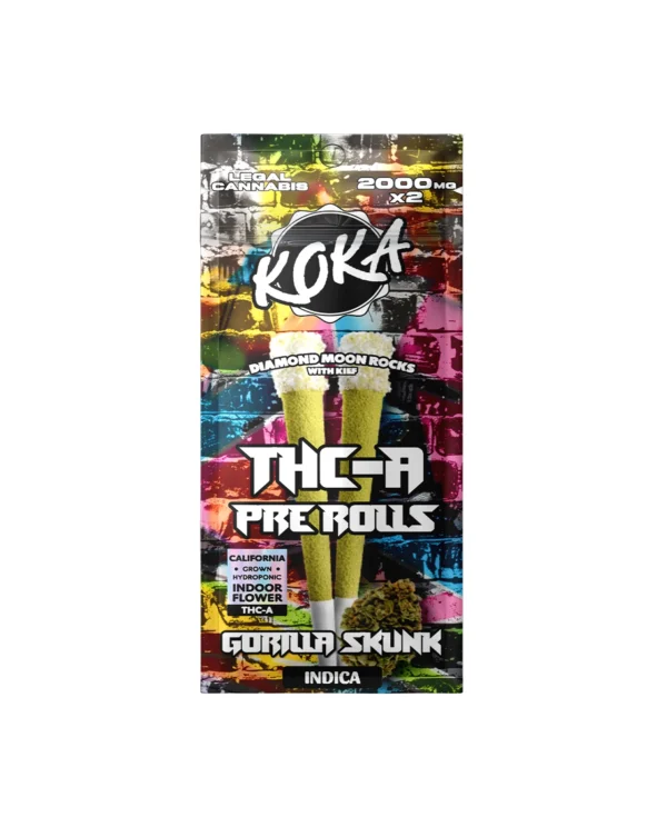 Koka THC-A Diamond Pre Rolls | Gorilla Skunk | Indica 2gx2 10-Packs