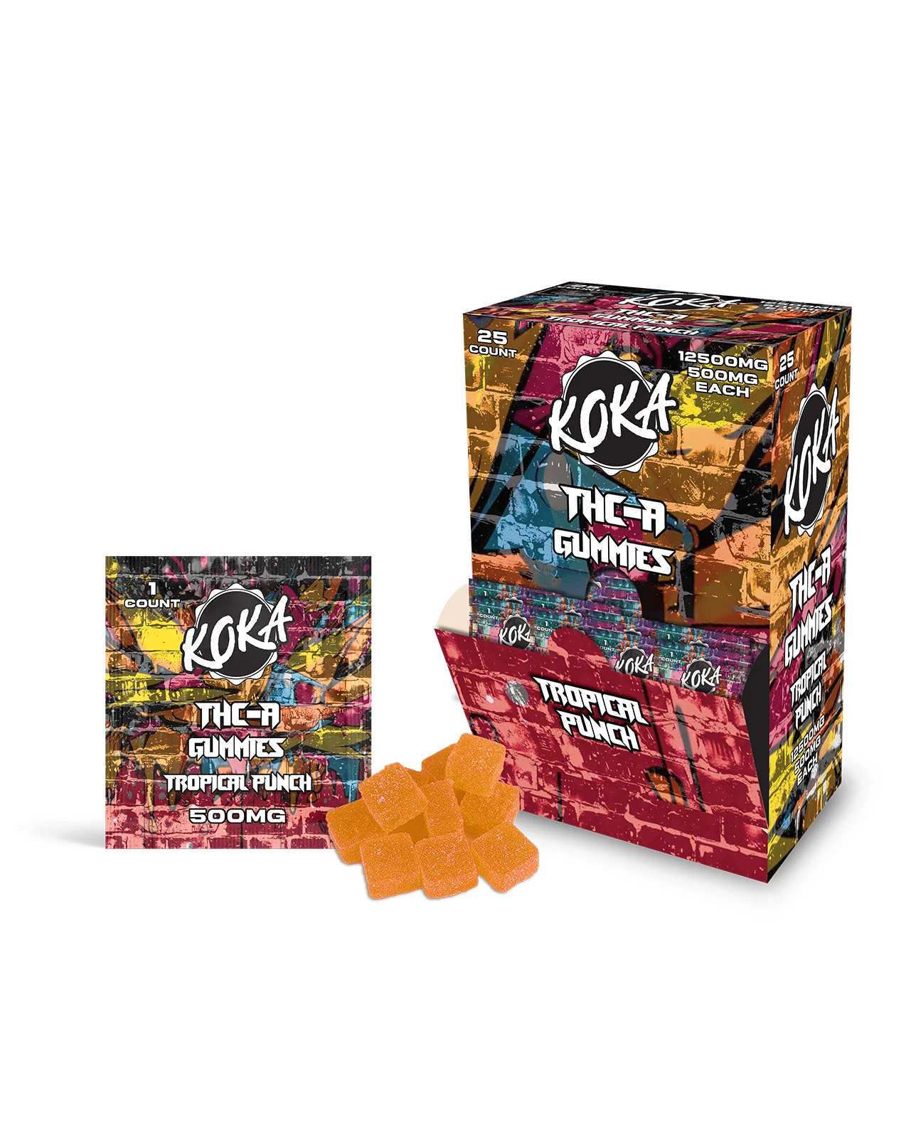 Koka THC-A Gummies | Tropical Punch | 500mg Each 25-Count - Image 2