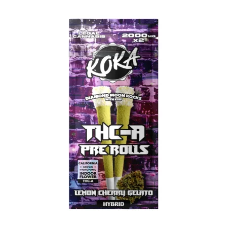 Koka THC-A Diamond Pre Rolls | Lemon Cherry Gelato | Hybrid  2gx2 10-Packs