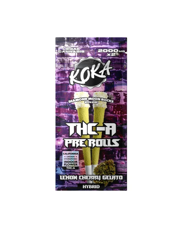 Koka THC-A Diamond Pre Rolls | Lemon Cherry Gelato | Hybrid 2gx2 10-Packs