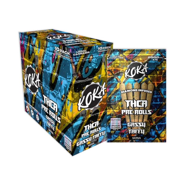 THC-A Diamond Infused Pre Rolls | Gassy Taffy | Sativa - 2000mg (5 cones per pack)
