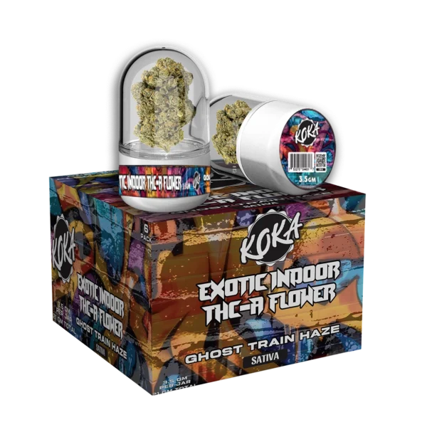 Koka Exotic Indoor THC-A Flower | Ghost Train Haze | Sativa 3.5g Per Jar
