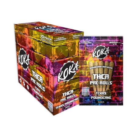 THC-A Diamond Infused Pre Rolls| Texas Poundcake | Indica - 2000mg (5 cones per pack)